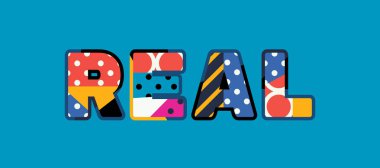 Renkli soyut tipografi yazılı kelime gerçek kavramı. Vektör Eps 10 kullanılabilir.