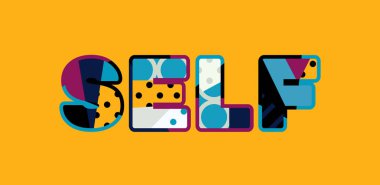 Kelime öz kavramı renkli soyut tipografi yazılı. Vektör Eps 10 kullanılabilir.