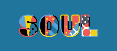 Renkli soyut tipografi yazılı kelime ruh kavramı. Vektör Eps 10 kullanılabilir.