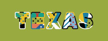 Renkli soyut tipografi yazılı kelime Texas kavramı. Vektör Eps 10 kullanılabilir.