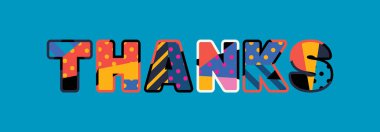 Renkli soyut tipografi yazılı kelime teşekkür kavramı. Vektör Eps 10 kullanılabilir.