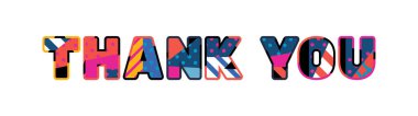 Renkli soyut tipografi yazılı kelime teşekkür ederim kavramı. Vektör Eps 10 kullanılabilir.