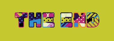 Renkli soyut tipografi yazılı kelime End kavramı. Vektör Eps 10 kullanılabilir.