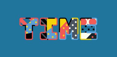 Renkli soyut tipografi yazılı kelime zaman kavramı. Vektör Eps 10 kullanılabilir.