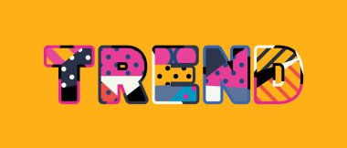 Renkli soyut tipografi yazılı kelime eğilim kavramı. Vektör Eps 10 kullanılabilir.