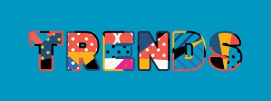 Renkli soyut tipografi yazılı kelime eğilimleri kavramı. Vektör Eps 10 kullanılabilir.