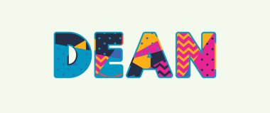 Dean kavramı renkli soyut tipografi yazılı kelime. Vektör Eps 10 kullanılabilir.