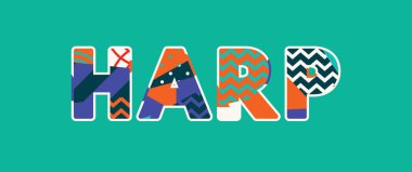 Renkli soyut tipografi yazılı kelime Harp kavramı. Vektör Eps 10 kullanılabilir.