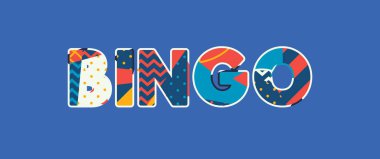 Renkli soyut tipografi yazılı kelime Bingo kavramı. Vektör Eps 10 kullanılabilir.
