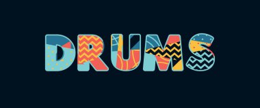 Renkli soyut tipografi yazılı kelime davul kavramı. Vektör Eps 10 kullanılabilir.