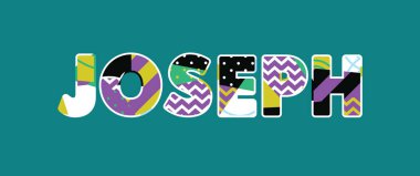 Adı Joseph kavramı renkli soyut tipografi yazılı. Vektör Eps 10 kullanılabilir.