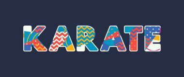 Renkli soyut tipografi yazılı kelime Karate kavramı. Vektör Eps 10 kullanılabilir.