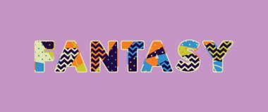 Renkli soyut tipografi yazılı kelime fantezi kavramı. Vektör Eps 10 kullanılabilir.