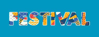 Renkli soyut tipografi yazılı kelime Festivali kavramı. Vektör Eps 10 kullanılabilir.