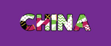 Renkli soyut tipografi yazılı kelime Çin kavramı. Vektör Eps 10 kullanılabilir.