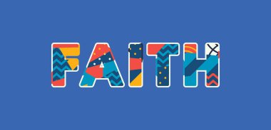 Renkli soyut tipografi yazılı word inanç kavramı. Vektör Eps 10 kullanılabilir.