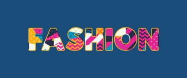 Renkli soyut tipografi yazılı kelime moda kavramı. Vektör Eps 10 kullanılabilir.