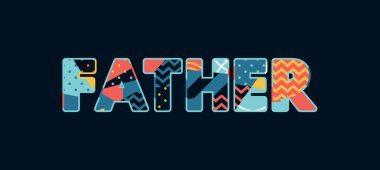 Renkli soyut tipografi yazılı kelime Baba kavramı. Vektör Eps 10 kullanılabilir.