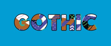 Renkli soyut tipografi yazılı kelime Gotik kavramı. Vektör Eps 10 kullanılabilir.