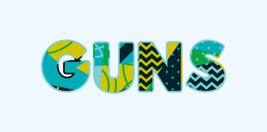 Renkli soyut tipografi yazılı sözcük silah kavramı. Vektör Eps 10 kullanılabilir.