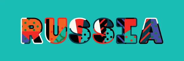 Mot Russie Concept Écrit Typographie Abstraite Colorée Vecteur Eps Disponible — Image vectorielle