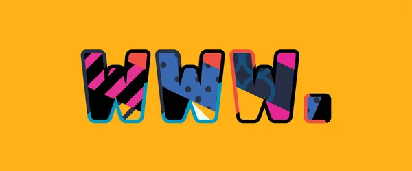 Die Worte Www Dot Concept Geschrieben Farbenfroher Abstrakter Typografie Vektor — Stockvektor