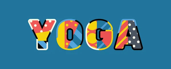 Mot Concept Yoga Écrit Typographie Abstraite Colorée Vecteur Eps Disponible — Image vectorielle