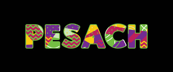 The word PESACH concept written in colorful abstract typography. Vector EPS 10 available.