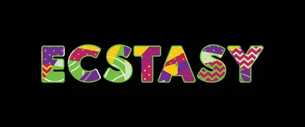 Parola Ecstasy Concetto Scritto Tipografia Astratta Colorata Vettore Eps Disponibile — Vettoriale Stock