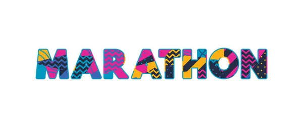 Renkli Soyut Tipografi Yazılı Kelime Maraton Kavramı Vektör Eps Kullanılabilir — Stok Vektör