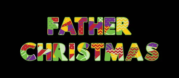 Las Palabras Padre Navidad Concepto Escrito Tipografía Abstracta Colores Vector — Vector de stock
