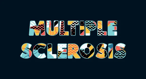 Les Mots Multiple Sclerosis Concept Écrit Typographie Abstraite Colorée Vecteur — Image vectorielle