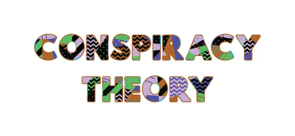 Het Woorden Samenzweringstheorie Concept Geschreven Kleurrijke Abstracte Typografie Vector Eps — Stockvector