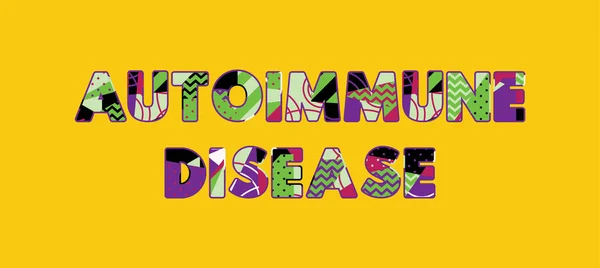 Palavras Autoimmune Doença Conceito Escrito Tipografia Abstrata Colorida Vetor Eps — Vetor de Stock