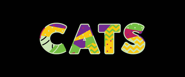 The word CATS concept written in colorful abstract typography. Vector EPS 10 available.