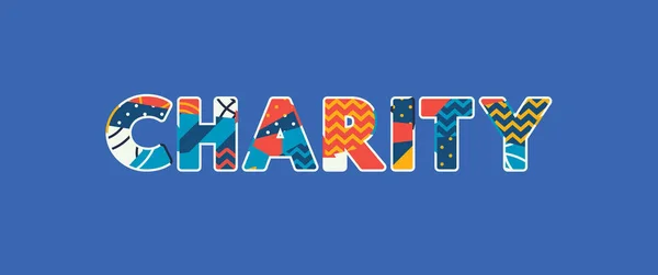 Das Farbenfroher Abstrakter Typografie Geschriebene Wort Charity Vektor Eps Verfügbar — Stockvektor
