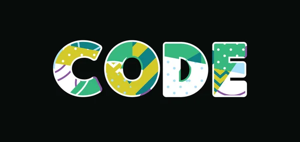 Mot Code Concept Écrit Typographie Abstraite Colorée Vecteur Eps Disponible — Image vectorielle