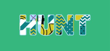 Renkli soyut tipografi yazılı kelime avı kavramı. Vektör Eps 10 kullanılabilir.