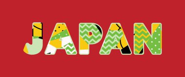 Renkli soyut tipografi yazılı word Japonya kavramı. Vektör Eps 10 kullanılabilir.