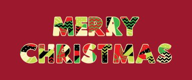 Renkli soyut tipografi yazılı kelime neşeli Noel kavramı. Vektör Eps 10 kullanılabilir.