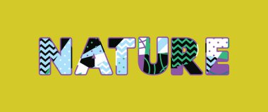 Renkli soyut tipografi yazılı kelime doğa kavramı. Vektör Eps 10 kullanılabilir.