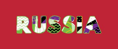 Renkli soyut tipografi yazılı kelime Rusya kavramı. Vektör Eps 10 kullanılabilir.