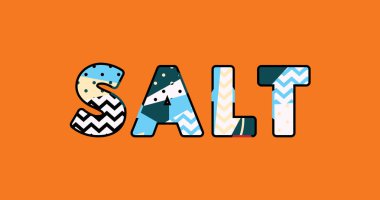 Renkli soyut tipografi yazılı kelime tuz kavramı. Vektör Eps 10 kullanılabilir.