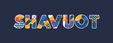 Renkli soyut tipografi yazılı kelime Shavuot kavramı. Vektör Eps 10 kullanılabilir.