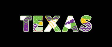 Renkli soyut tipografi yazılı kelime Texas kavramı. Vektör Eps 10 kullanılabilir.