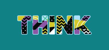 Renkli soyut tipografi yazılı kelime düşünüyorum kavramı. Vektör Eps 10 kullanılabilir.