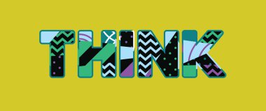 Renkli soyut tipografi yazılı kelime düşünüyorum kavramı. Vektör Eps 10 kullanılabilir.