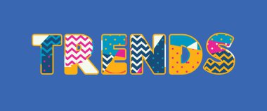 Renkli soyut tipografi yazılı kelime eğilimleri kavramı. Vektör Eps 10 kullanılabilir.