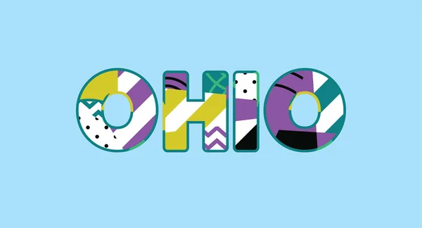 Mot Concept Ohio Écrit Typographie Abstraite Colorée Vecteur Eps Disponible — Image vectorielle