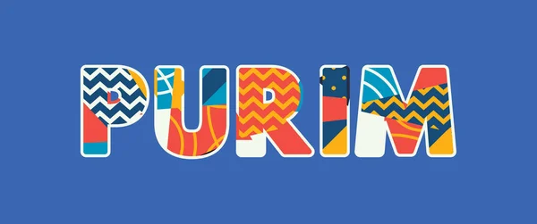 Het Woord Purim Concept Geschreven Kleurrijke Abstracte Typografie Vector Eps — Stockvector